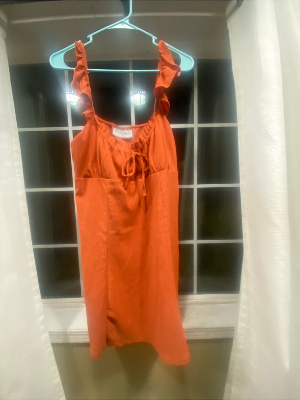 No Boundaries Orange Ruffle Strap Dress